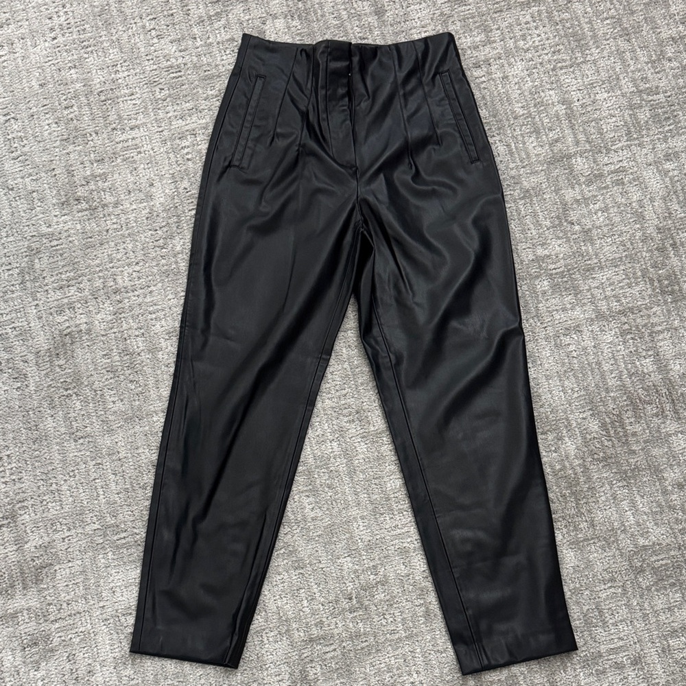 Zara high waisted black faux leather pants